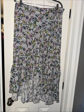 torrid Pink Floral Asymmetrical Ruffle Maxi Skirt